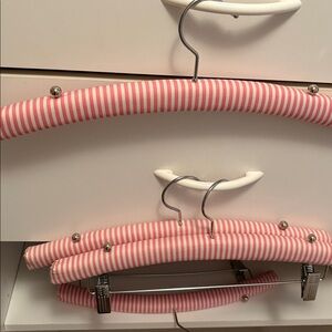 3- Victoria’s Secret Pink and White Striped Hangers (authentic)